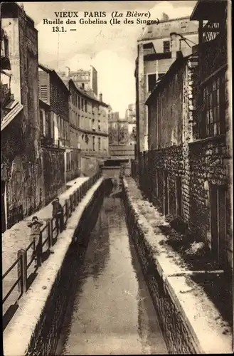 Ak Paris XIII., La Bievre, Ruelle des Gobelins, Ile des Singes