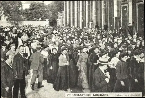 Ak Paris XIII., Chocolaterie Lombart, Entrée du Personnel