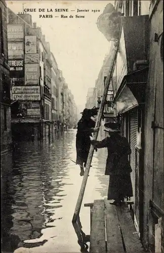 Ak Paris VI., Crue de la Seine, Janvier 1910, Rue de Seine