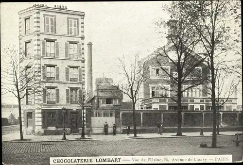 Ak Paris XIII., Chocolaterie Lombart, Vue de l'Usine, 75 Avenue de Choisy