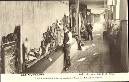 Ak Paris XIII Gobelins, Manufacture des Gobelins, Atelier de haute lisse dit du Nord