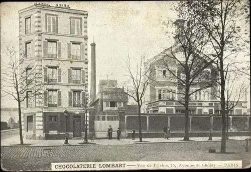 Ak Paris XIII., Chocolaterie Lombart, Vue de l'Usine, 75 Avenue de Choisy