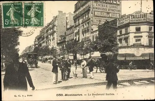 Ak Paris XVIII Montmartre, Le Boulevard Barbès