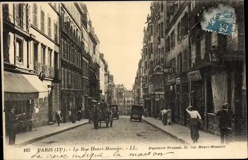 Ak Paris IX, La Rue Henri Monnier, Hotel