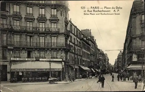 Ak Paris IX. Opéra, Place du Delta, Rue Rochechouart, Hotel de la Civette