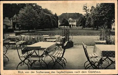 Ak Rüdesheim am Rhein, Hotel Jagdschloss Niederwald, Terrasse