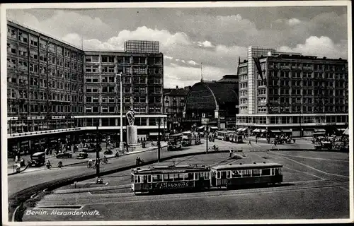 Ak Berlin Mitte, Alexanderplatz, Gaststätte Groß Berlin, Straßenbahn, Bahnhof