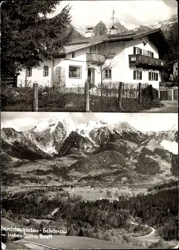 Ak Schönau am Königssee Oberbayern, Haus Anita, Panorama, Hoher Göll und Brett