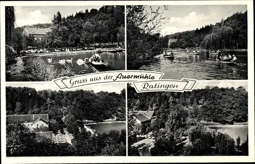 Ak Ratingen im Kreis Mettmann, Gaststätte Auermühle, Ruderpartie