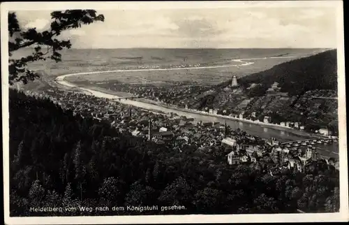 Ak Heidelberg am Neckar, Blick vom Weg nach Köngstuhl