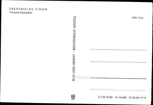 Ak Finow Eberswalde im Kreis Barnim, Tierpark Gaststätte, Auto, Passanten