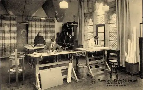 Ak Anhée Wallonien Namur, Abbaye de Maredsous, École St. Joseph, Bureau d'études, métiers d'Art