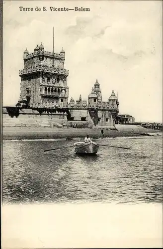 Ak Belem Portugal, Torre de S. Vicente, Partie am Hafen