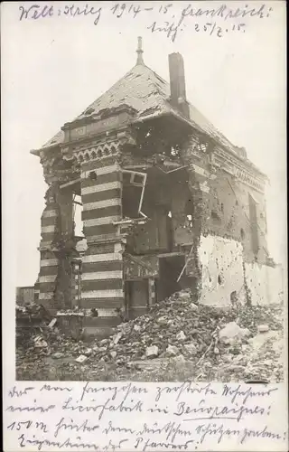 Foto Ak Beuvraignes Somme, Von den Franzosen zerstörte Wohnhäuser, Kriegszerstörungen, I WK