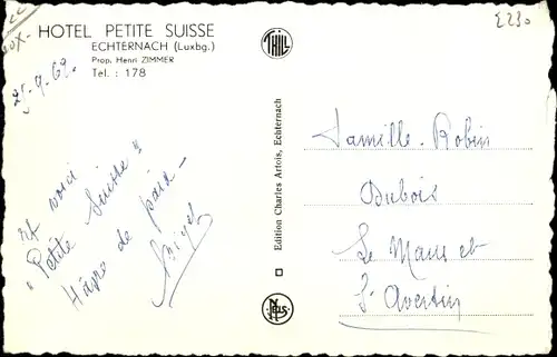 Ak Echternach Luxemburg, Hotel Petite Suisse
