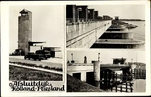 Ak Afsluitdijk Friesland Niederlande, Deich