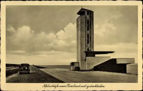 Ak Afsluitdijk Friesland Niederlande, Gedenkteeken