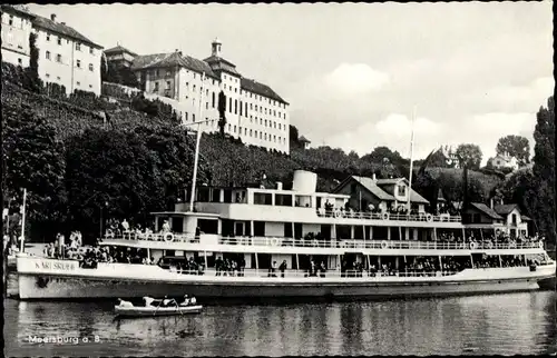 Ak Meersburg im Bodenseekreis Baden Württemberg, Salondampfer Karlsruhe II, Schloss