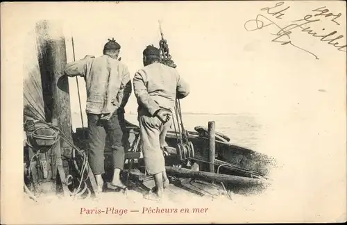 Ak Paris Plage Pas de Calais, Pecheurs en mer