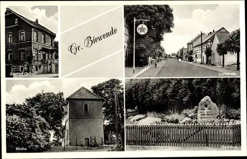 Ak Groß Biewende Remlingen Semmenstedt Niedersachsen, Kirche, Ehrenmal, Dorfstraße, Gasthof