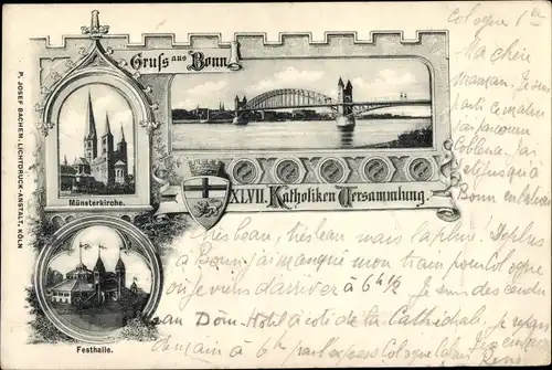 Ak Bonn am Rhein, XLVII. Katholiken Versammlung, Münsterkirche, Festhalle