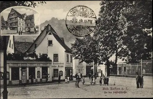 Ak Nassau im Rhein Lahn Kreis, Partie an der Schlossstraße, Buchbinderei, Inh. Theodor Brunn