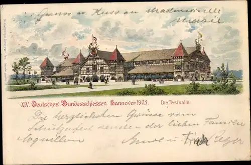 Litho Hannover in Niedersachsen, XIV. Deutsches Bundesschießen 1903, Festhalle