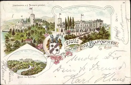 Litho Blankenstein an der Ruhr Hattingen, Burg Blankenstein