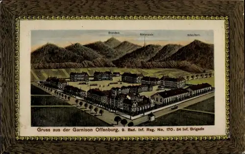 Passepartout Ak Offenburg in Baden Schwarzwald, 9. Bad. Inf. Regt. Nr. 170, 84. Inf. Brigade