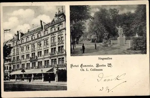 Ak Berlin Mitte, Hotel Saxonia, Siegesallee