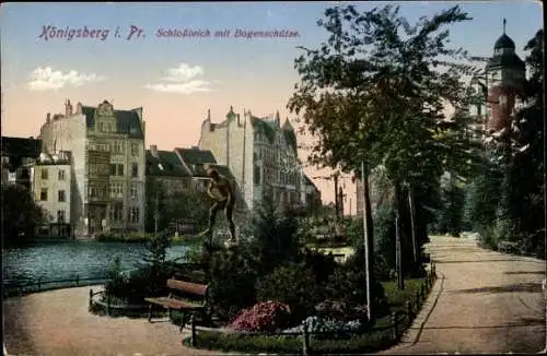 Ak Kaliningrad Königsberg Ostpreußen, Schlossteich, Bogenschütze