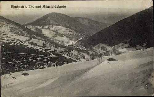 Ak Rimbach Elsass Haut Rhin, Panorama mit Münsteräckerle, Winter