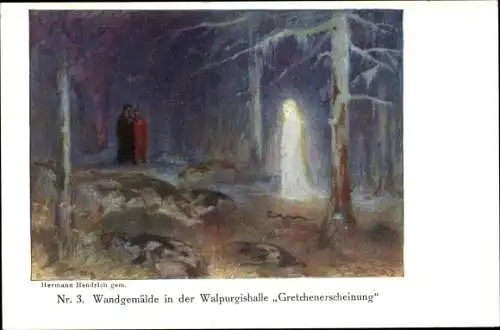 Künstler Ak Hendrich, Hermann, Thale im Harz, Hexentanzplatz, Walpurgishalle, Gretchenerscheinung