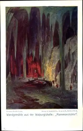 Künstler Ak Hendrich, Hermann, Thale im Harz, Wandgemälde in der Walpurgishalle, Mammonshöhle