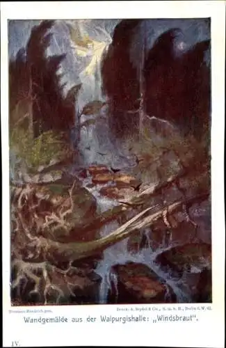 Künstler Ak Hendrich, Hermann, Thale im Harz, Wandgemälde in der Walpurgishalle, Windsbraut, Nr. 4