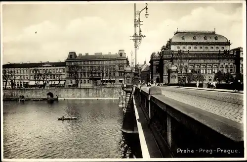 Ak Praha Prag, Nationaltheater, Narodni Divadlo, Brücke