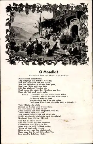 Lied Ak O Mosella, Walzer, Karl Berbuer, Manchesmal zog vergnügt ich durch's Moseltal