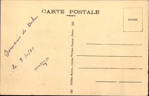 Ak Dakar Senegal, La Gare, Bahnhof, Straßenseite