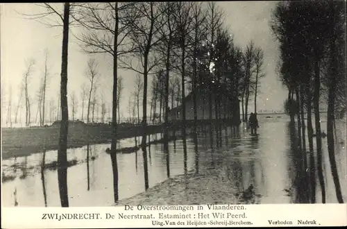 Ak Zwijndrecht Flandern Antwerpen, Overstroomingen, De Neerstraat, Het Wit Peers