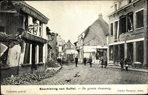 Ak Duffel Antwerpen, Beschieting, De groote steenweg