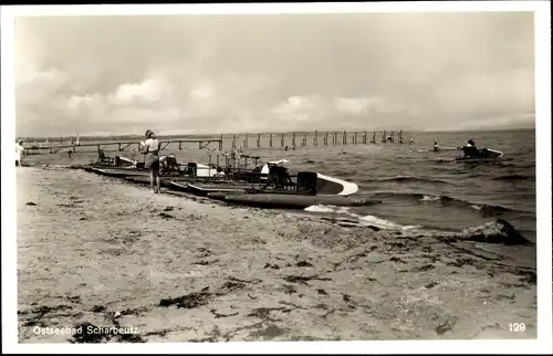Ak Scharbeutz, Blick auf das Meer, Strand, Tretboote