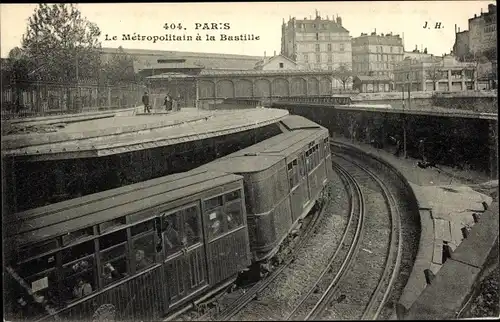 Ak Paris XII, Le Métropolitain a la Bastille, Gare