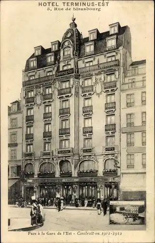 Ak Paris X., Hotel Terminus Est, 5 Rue de Strasbourg, Face a la Gare de l'Est