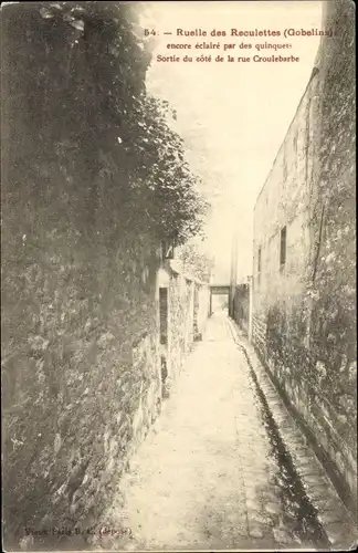 Ak Paris XIII Gobelins, Ruelle des Reculettes, Rue Croulebarbe