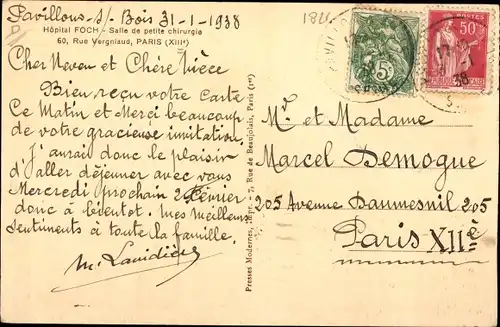 Ak Paris XIII, Hopital Foch, Salle de petite chirurgie, 60 Rue Vergniaud