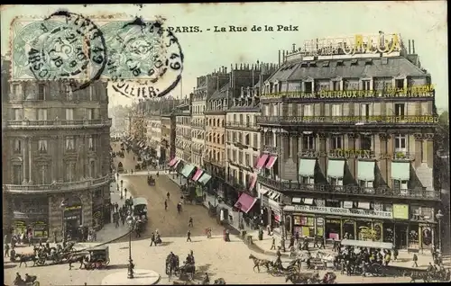 Ak Paris II., La Rue de la Paix, Geschäfte