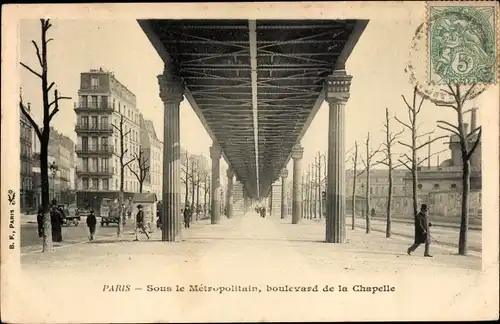 Ak Paris II., Sous le Metropolitain, Boulevard de la Chapelle