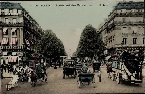 Ak Paris II., Boulevard des Capucins, Kutschen