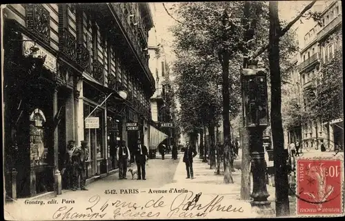 Ak Paris II., Avenue d'Antin, Geschäfte