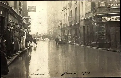 Foto Ak Paris V., Rue de la Boucherie, Hochwasser 1910
